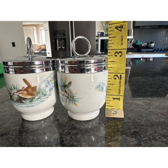 Royal Worcester Porcelain Lidded Jars With Bird Design Set Of Two - Picture 7 of 7